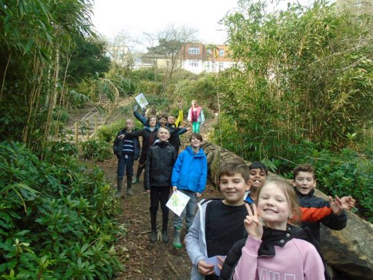 Children out orienteering