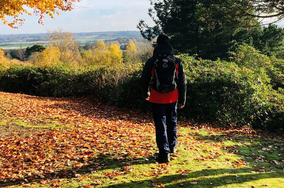 A person walking in a beautiful landscape